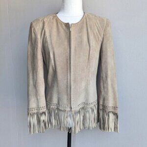 Vintage Danier leather suede boho fringe zip jacket